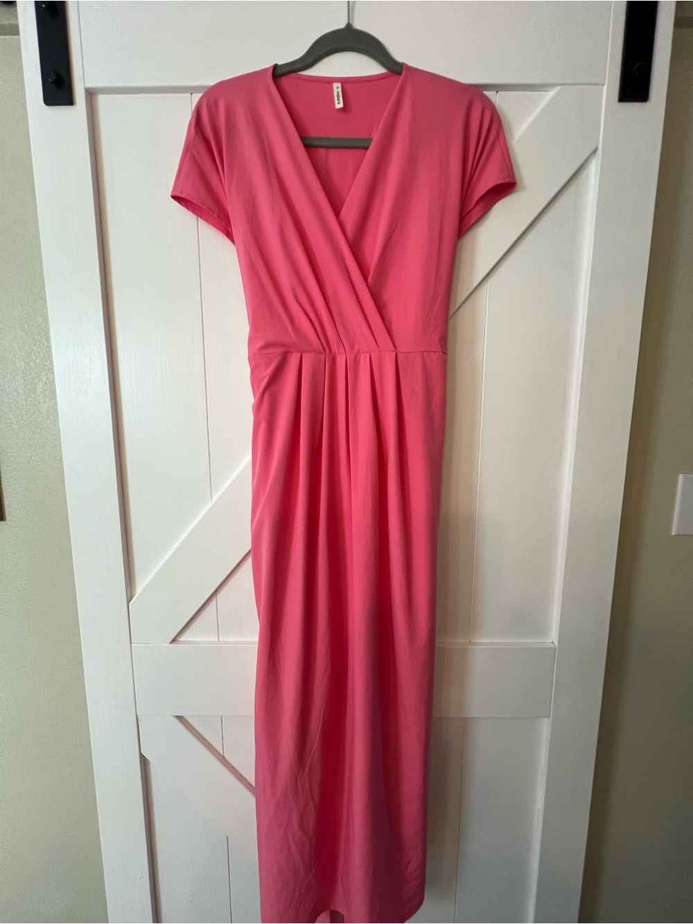 HALARA Pink Wrap-Front Maxi Dress